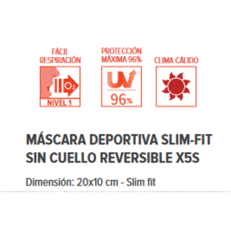 Naroo Mascara Deportiva Slimfit Sin Cuello Reversible X5S Negro