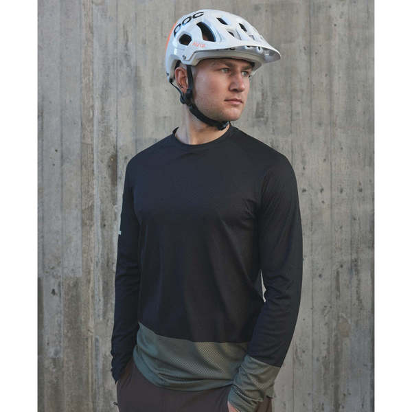 Poc Polera de Bicicleta Mtb Pure Ls Jersey Uranium Black/Epidote Green