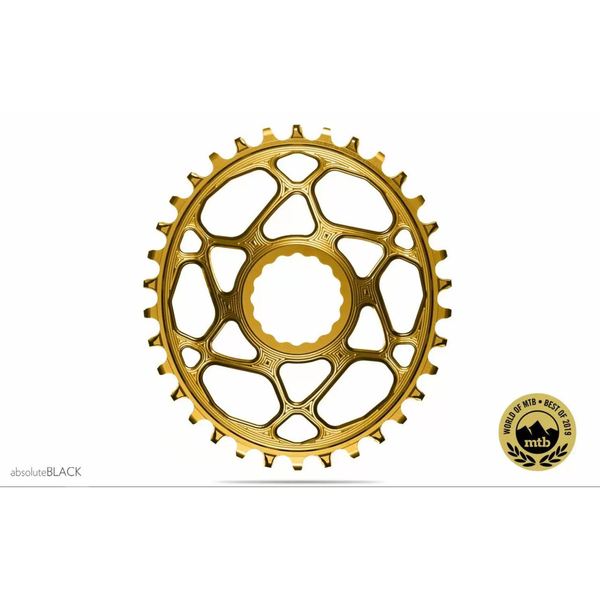 Absolute Black Corona Ovalada 30T Dm Raceface Cinch Compatible 6Mm Offset Nw Gold